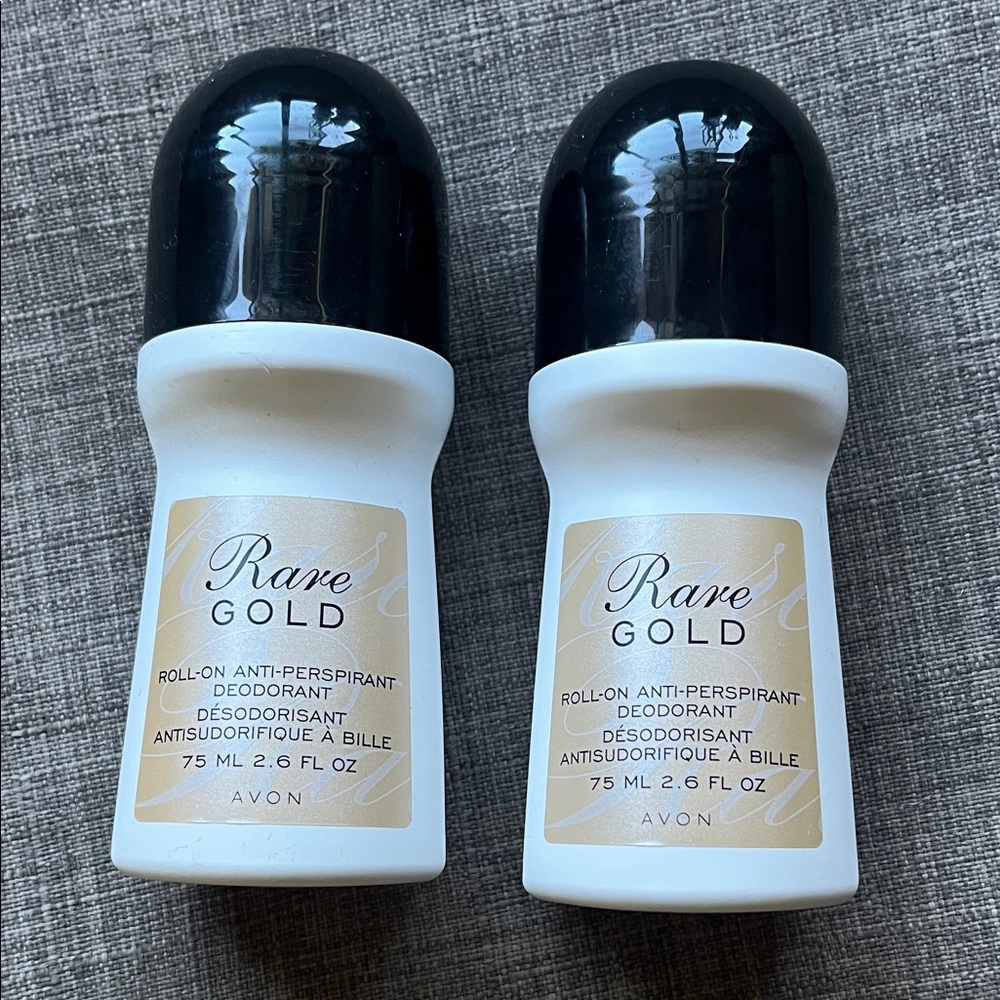 2 Avon Rare Gold Roll-On Antiperspirant Deodorant New